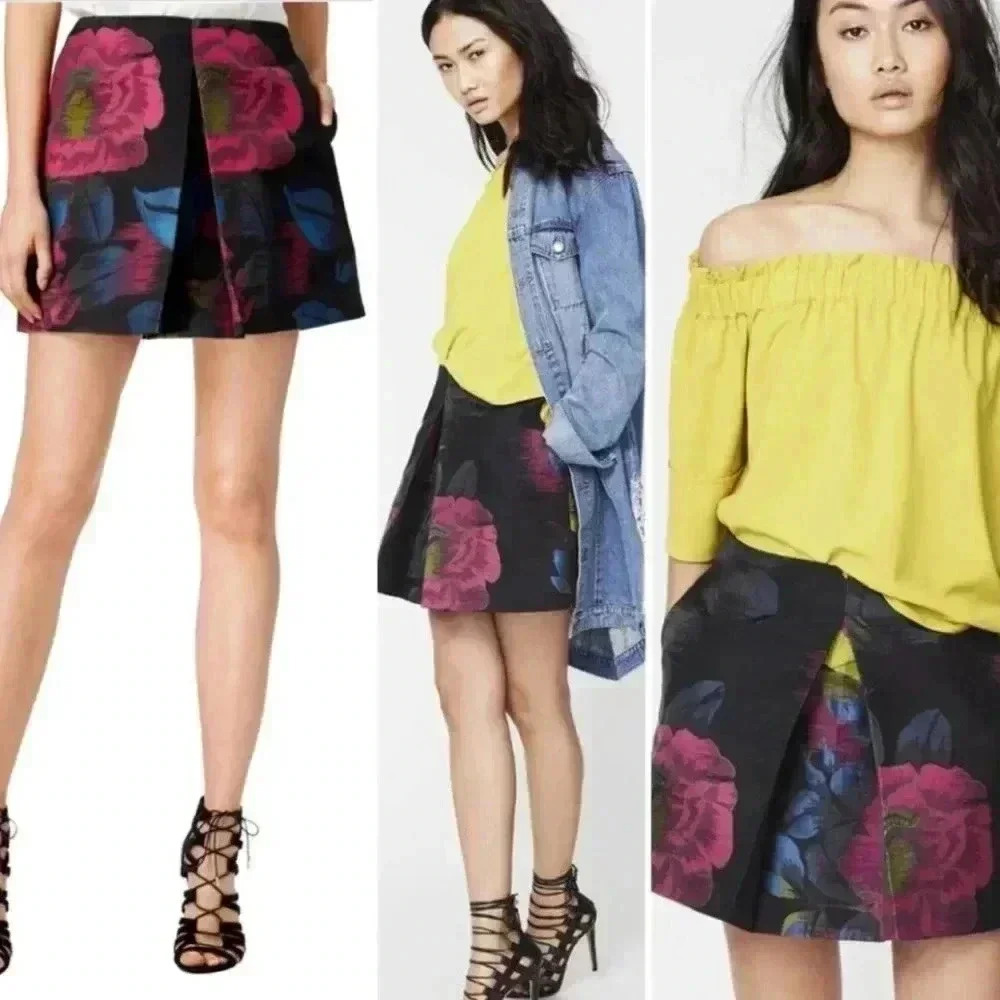 RACHEL Roy Pleated Floral Print Mini Skirt Size 4